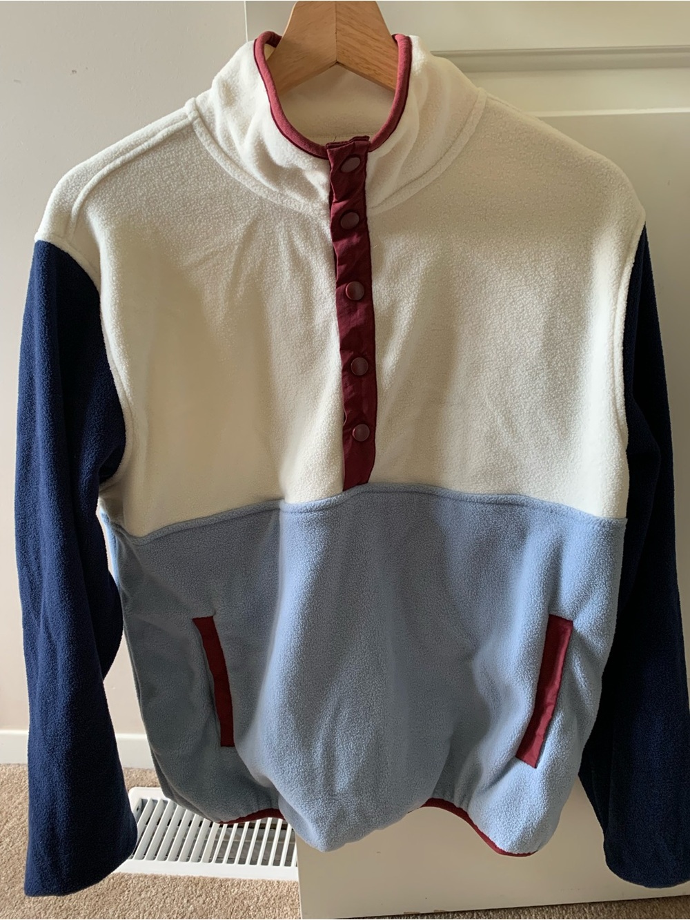 Women’s Colorblock Fleece Pullover - White, Light Blue & Navy